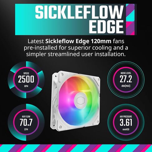 مبرد سائل CoolerMaster MasterLiquid 240 Atmos ARGB Close-Loop AIO، مضخة مخصصة، مراوح Sickleflow Edge PWM، مشعاع 240 مم، CryoFuze، AMD Ryzen AM5/AM4، Intel LGA1700/1200 (MLX-D24M-A25PZ-R1) in Saudi Arabia
