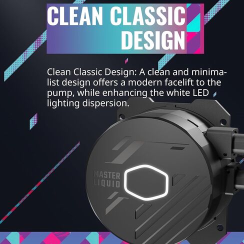 CoolerMaster MasterLiquid 240 Atmos ARGB Close-Loop AIO Liquid Cooler, Customize Pump, Sickleflow Edge PWM Fans, 240mm Radiator, CryoFuze, AMD Ryzen AM5/AM4, Intel LGA1700/1200 (MLX-D24M-A25PZ-R1) in Saudi Arabia