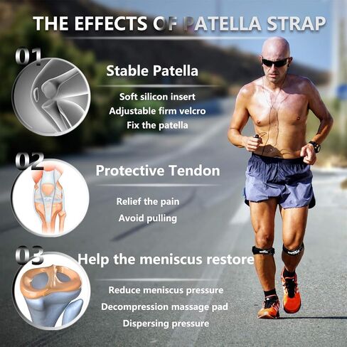 Achiou 2 Pack Patella Knee Strap, Pain Relief Patellar Tendon Support Strap, Knee Band Brace with Patella Stabilizer for Osgood Schlatter, Squats, Runner, Jumper, Tendonitis, Hiking in Saudi Arabia