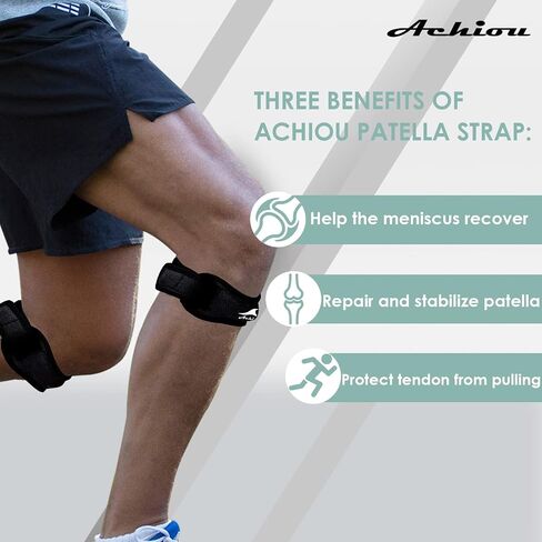 Achiou 2 Pack Patella Knee Strap, Pain Relief Patellar Tendon Support Strap, Knee Band Brace with Patella Stabilizer for Osgood Schlatter, Squats, Runner, Jumper, Tendonitis, Hiking in Saudi Arabia