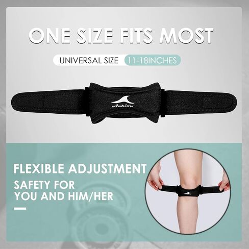 Achiou 2 Pack Patella Knee Strap, Pain Relief Patellar Tendon Support Strap, Knee Band Brace with Patella Stabilizer for Osgood Schlatter, Squats, Runner, Jumper, Tendonitis, Hiking in Saudi Arabia