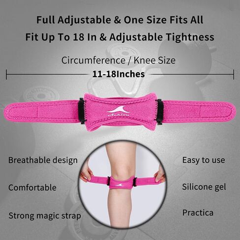Achiou 2 Pack Patella Knee Strap, Pain Relief Patellar Tendon Support Strap, Knee Band Brace with Patella Stabilizer for Osgood Schlatter, Squats, Runner, Jumper, Tendonitis, Hiking in Saudi Arabia