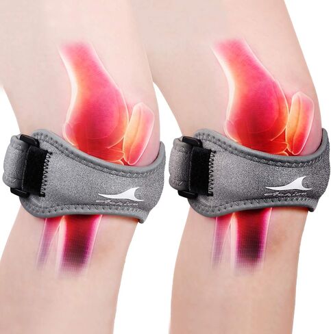 Achiou 2 Pack Patella Knee Strap, Pain Relief Patellar Tendon Support Strap, Knee Band Brace with Patella Stabilizer for Osgood Schlatter, Squats, Runner, Jumper, Tendonitis, Hiking in Saudi Arabia