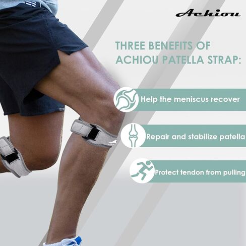 Achiou 2 Pack Patella Knee Strap, Pain Relief Patellar Tendon Support Strap, Knee Band Brace with Patella Stabilizer for Osgood Schlatter, Squats, Runner, Jumper, Tendonitis, Hiking in Saudi Arabia