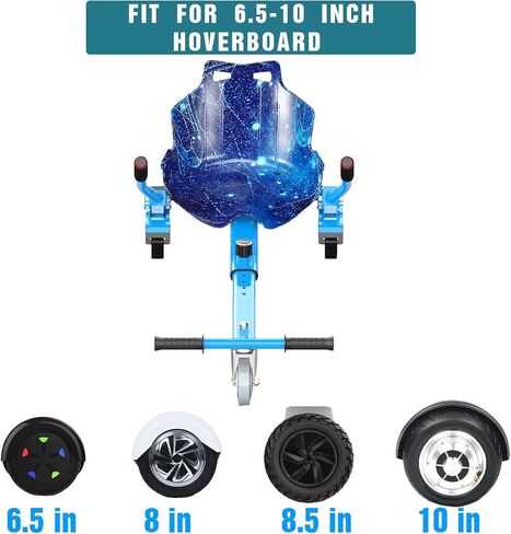 مرفق مقعد هوفر بورد كارت لجميع الأعمار | ملحقات Hoverboard متوافقة مع سكوتر التوازن الذاتي بعجلتين مقاس 6.5 بوصة و8 بوصة و8.5 بوصة و10 بوصة | طول الإطار قابل للتعديل | أزرق in Kuwait
