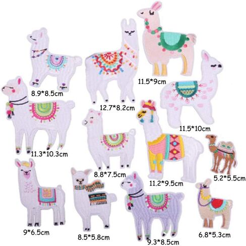 12 Pcs Cute Alpaca Embroidery Patches Sew Iron On Patch Applique Badge DIY Decoration or Repair for Clothing,Backpack,Shoes in Saudi Arabia