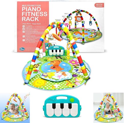 سجادة لعب للأطفال مع موسيقى وأضواء | مركز أنشطة تومي تايم جيم للعب الأطفال الصغار، أضواء ومراحل ذكية، محتوى تعليمي للأطفال حديثي الولادة من الأولاد والبنات، أفضل هدية (لون M مستدير 3) in Kuwait