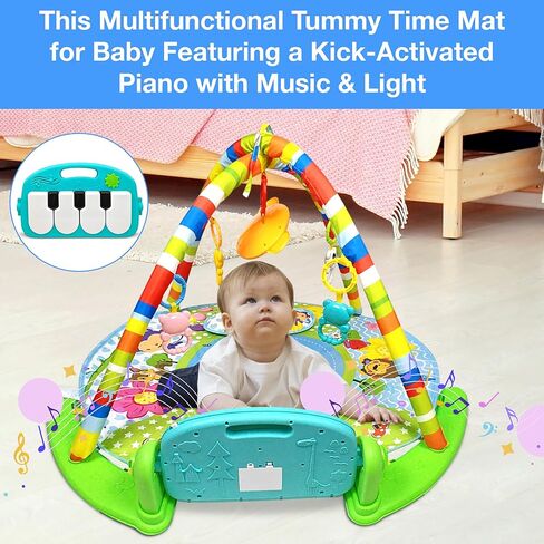 سجادة لعب للأطفال مع موسيقى وأضواء | مركز أنشطة تومي تايم جيم للعب الأطفال الصغار، أضواء ومراحل ذكية، محتوى تعليمي للأطفال حديثي الولادة من الأولاد والبنات، أفضل هدية (لون M مستدير 3) in Kuwait