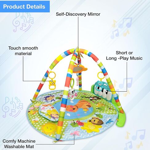 سجادة لعب للأطفال مع موسيقى وأضواء | مركز أنشطة تومي تايم جيم للعب الأطفال الصغار، أضواء ومراحل ذكية، محتوى تعليمي للأطفال حديثي الولادة من الأولاد والبنات، أفضل هدية (لون M مستدير 3) in Kuwait