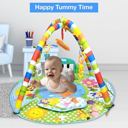 سجادة لعب للأطفال مع موسيقى وأضواء | مركز أنشطة تومي تايم جيم للعب الأطفال الصغار، أضواء ومراحل ذكية، محتوى تعليمي للأطفال حديثي الولادة من الأولاد والبنات، أفضل هدية (لون M مستدير 3) in Kuwait