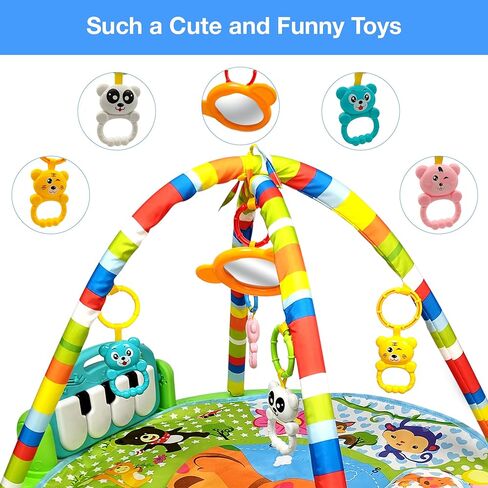 سجادة لعب للأطفال مع موسيقى وأضواء | مركز أنشطة تومي تايم جيم للعب الأطفال الصغار، أضواء ومراحل ذكية، محتوى تعليمي للأطفال حديثي الولادة من الأولاد والبنات، أفضل هدية (لون M مستدير 3) in Kuwait