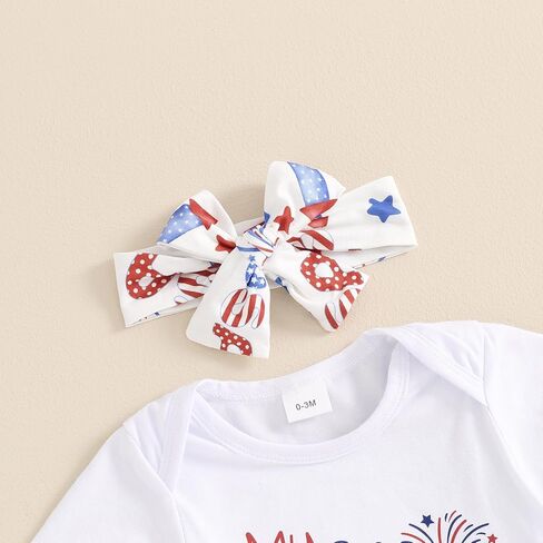 AEEMCEM Newborn Baby Girl 4th of July Outfit Mommy&Daddy's Little Firecracker Romper Tie Dye Flared Pants Headband 3Pcs Set in Saudi Arabia