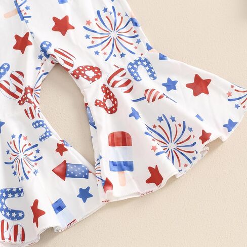 AEEMCEM Newborn Baby Girl 4th of July Outfit Mommy&Daddy's Little Firecracker Romper Tie Dye Flared Pants Headband 3Pcs Set in Saudi Arabia