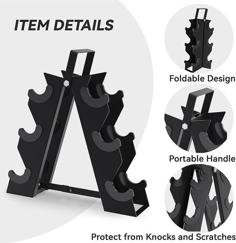 مجموعة وزن يدوية خالية من الدمبل السداسي المطلي بالمطاط مع رف تخزين، خيارات متعددة in Kuwait