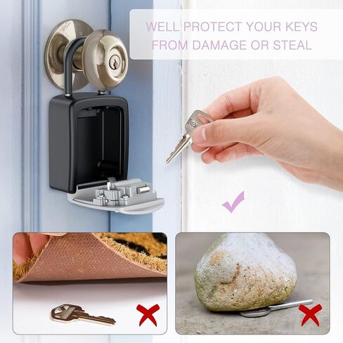 ORIA Key Lock Box, Portable Key Storage Box for House Keys, Resettable Code Safe Security Combination Lockbox with Removable Shackle for Home, Office, Outdoor in Saudi Arabia