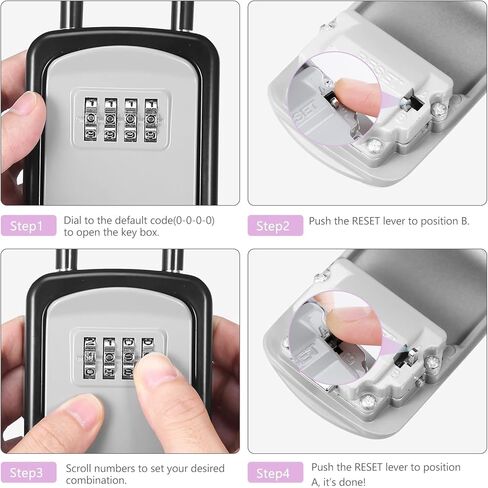 ORIA Key Lock Box, Portable Key Storage Box for House Keys, Resettable Code Safe Security Combination Lockbox with Removable Shackle for Home, Office, Outdoor in Saudi Arabia