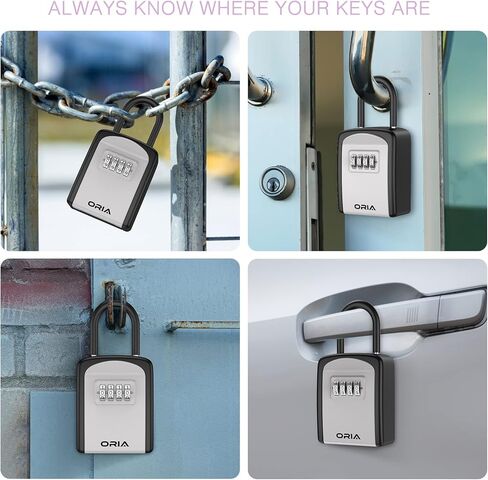 ORIA Key Lock Box, Portable Key Storage Box for House Keys, Resettable Code Safe Security Combination Lockbox with Removable Shackle for Home, Office, Outdoor in Saudi Arabia