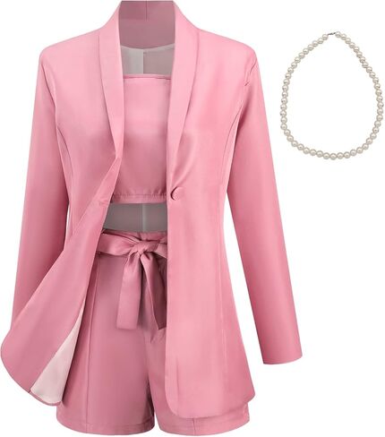 aromm 3 Pieces Business Outfits for Womens Comfortable Long Sleeve Blazer & Tied Shorts & Camisole Suits Set in Saudi Arabia