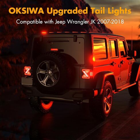 مصابيح خلفية LED مناسبة لسيارة Jeep Wrangler JK JKU Sport/Sahara/Rubicon 2007-2018، تصميم فريد على شكل Z، بدء تشغيل الأضواء الخلفية المتحركة، سهلة التركيب، ركن السيارة، الفرامل، إشارة الانعطاف، الضوء العكسي in Kuwait