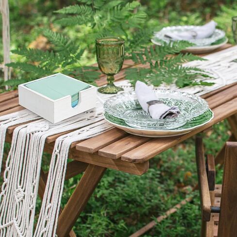 Menkxi 4 Pcs Napkin Holder for Table Wooden Farmhouse Square White Napkin Holders for Paper Napkins Wood Napkin Holder for Restaurant Kitchen Dining Room Table Decoration Bar Accessories in Saudi Arabia