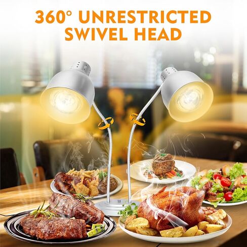 مصباح تسخين الطعام، مصباح تسخين الطعام من الفولاذ المقاوم للصدأ برأسين مع قاعدة شديدة التحمل، مصباح حراري محمول تجاري بقدرة 500 وات للطعام، مصباح تسخين الطعام للمطبخ والكافتيريا in Kuwait