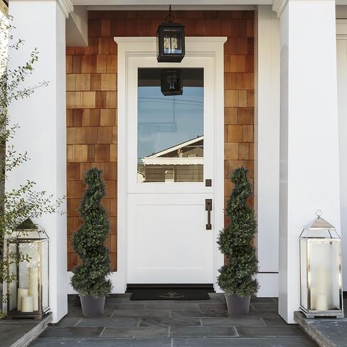 مجموعة بيور جاردن مكونة من شجرتين صناعيتين - نباتات السرو الحلزونية بطول 4 أقدام مع أواني - نباتات وهمية داخلية أو خارجية محمية من الأشعة فوق البنفسجية لديكور المنزل أو الشرفة in Kuwait