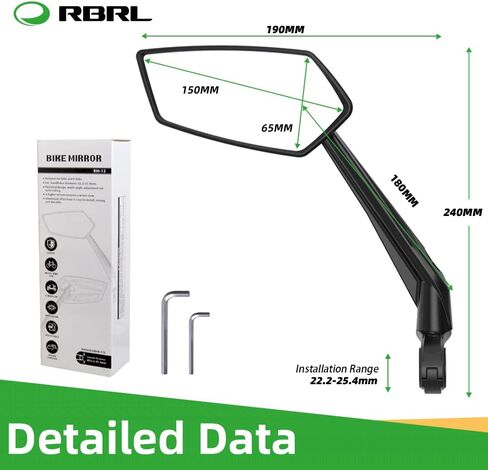 RBRL Bike Mirror Bar End Bike Mirror, Rotatable Bicycle Mirror, Automotive Grade Glass Bike Side Mirrors, Scratch Resistant E-Bike Universal Rearview Mirrors for Mountain bike (Left) in Saudi Arabia