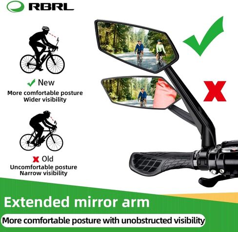 RBRL Bike Mirror Bar End Bike Mirror, Rotatable Bicycle Mirror, Automotive Grade Glass Bike Side Mirrors, Scratch Resistant E-Bike Universal Rearview Mirrors for Mountain bike (Left) in Saudi Arabia