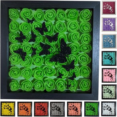 Mothers Day Flowers Gift - Gift for Mom, Floral Shadow Box Wall Art, Rose 3D Butterfly Wall Décor Framed Wall Art, Birthday Gift, Gifts for Her (Fuchsia) in Saudi Arabia