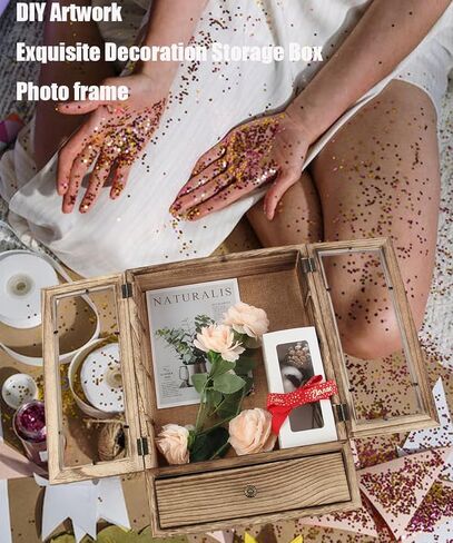 11x16 صناديق عرض حالات مع أرفف، صندوق ذاكرة عميق لميداليات جوائز الزهور التذكارية، صور الزفاف، صندوق عرض العملات المعدنية، مجموعة فنية (كربون) in Kuwait