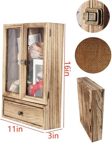 11x16 صناديق عرض حالات مع أرفف، صندوق ذاكرة عميق لميداليات جوائز الزهور التذكارية، صور الزفاف، صندوق عرض العملات المعدنية، مجموعة فنية (كربون) in Kuwait