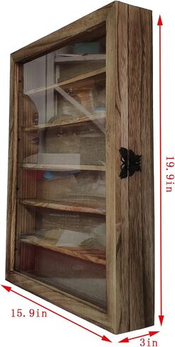 إطار صندوق الظل WANLIAN مع علبة عرض صندوق الظل الخشبي مقاس 16 × 20 بوصة من الأكريليك مع 5 أرفف قابلة للفصل وظهر من الكتان، وإطار صورة صندوق عرض عميق مثبت على الحائط لتذكارات الصور (متفحمة) in Saudi Arabia