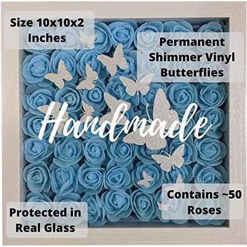 Mothers Day Flowers Gift - Gift for Mom, Floral Shadow Box Wall Art, Rose 3D Butterfly Wall Décor Framed Wall Art, Birthday Gift, Gifts for Her (Fuchsia) in Saudi Arabia