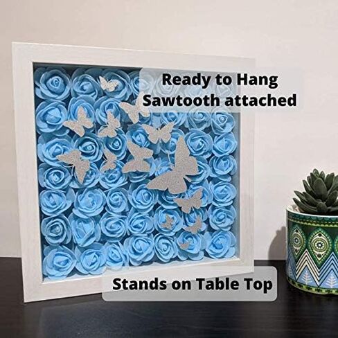 Mothers Day Flowers Gift - Gift for Mom, Floral Shadow Box Wall Art, Rose 3D Butterfly Wall Décor Framed Wall Art, Birthday Gift, Gifts for Her (Fuchsia) in Saudi Arabia