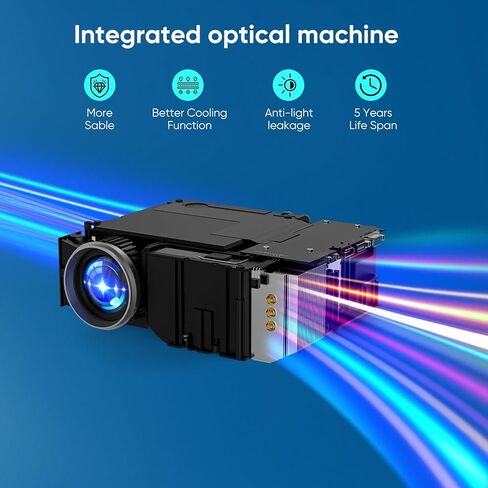 جهاز عرض مزود بواي فاي وبلوتوث، جهاز عرض صغير أصلي 1080 بكسل 15000 لومن 500 ANSI 4K، جهاز عرض فيديو محمول متوافق مع عصا تلفاز Iphone Android Phone (يتضمن حامل ثلاثي القوائم وشاشة) in Kuwait