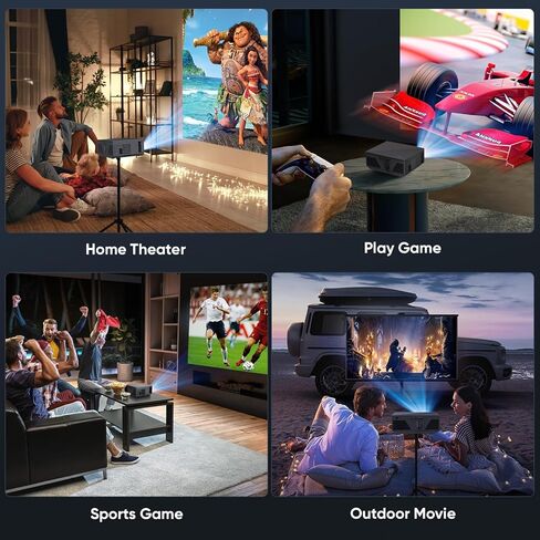 جهاز عرض مزود بواي فاي وبلوتوث، جهاز عرض صغير أصلي 1080 بكسل 15000 لومن 500 ANSI 4K، جهاز عرض فيديو محمول متوافق مع عصا تلفاز Iphone Android Phone (يتضمن حامل ثلاثي القوائم وشاشة) in Kuwait