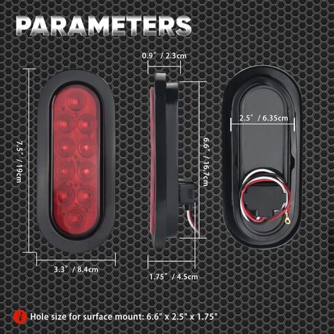 T6 4PCS 6 "أحمر بيضاوي LED ضوء مقطورة مع سطح جبل المقابس جروميت 3 دبوس التوصيل IP65 مقاوم للماء الخلفي تشغيل إيقاف الفرامل بدوره أضواء الذيل عدة أضواء مقطورة البحرية لقارب RV شاحنة جيب حافلة in Kuwait