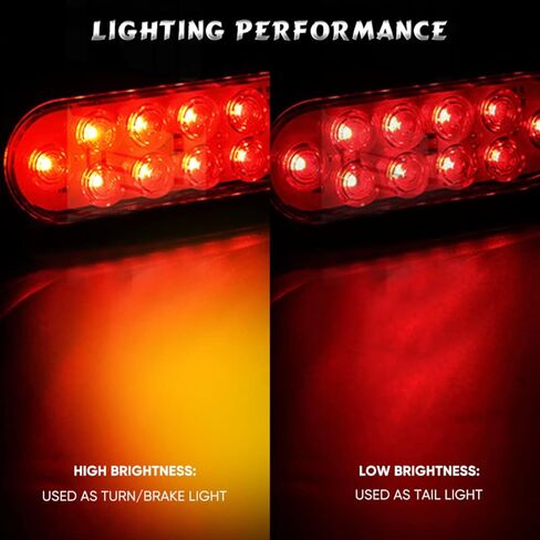 T6 4PCS 6 "أحمر بيضاوي LED ضوء مقطورة مع سطح جبل المقابس جروميت 3 دبوس التوصيل IP65 مقاوم للماء الخلفي تشغيل إيقاف الفرامل بدوره أضواء الذيل عدة أضواء مقطورة البحرية لقارب RV شاحنة جيب حافلة in Kuwait
