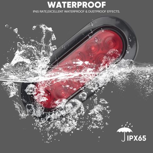 T6 4PCS 6 "أحمر بيضاوي LED ضوء مقطورة مع سطح جبل المقابس جروميت 3 دبوس التوصيل IP65 مقاوم للماء الخلفي تشغيل إيقاف الفرامل بدوره أضواء الذيل عدة أضواء مقطورة البحرية لقارب RV شاحنة جيب حافلة in Kuwait