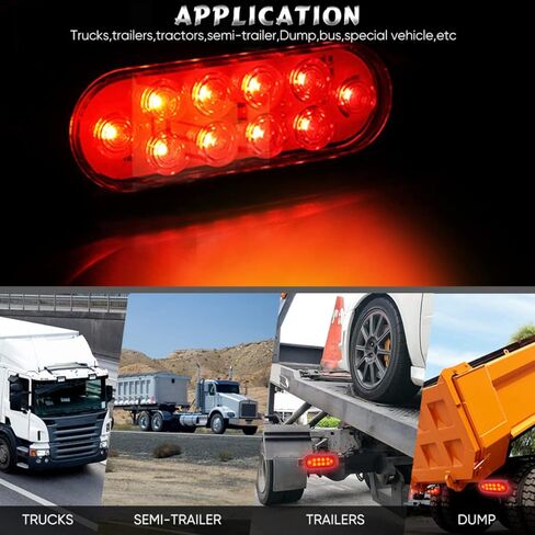 T6 4PCS 6 "أحمر بيضاوي LED ضوء مقطورة مع سطح جبل المقابس جروميت 3 دبوس التوصيل IP65 مقاوم للماء الخلفي تشغيل إيقاف الفرامل بدوره أضواء الذيل عدة أضواء مقطورة البحرية لقارب RV شاحنة جيب حافلة in Kuwait