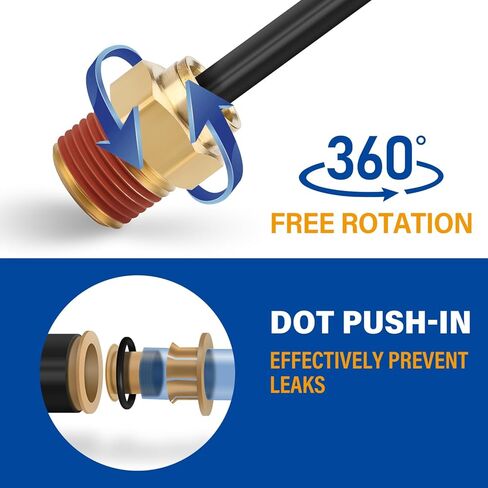 NIHAO 43 PCS Brass Air Brake Line Fittings with Tube Cutter, 1/2" 3/8" 1/4" Brass Union/Tee/Elbow/Straight Air Fittings Connectors, Push to Connect Fittings for Truck or Industrial Air System in Kuwait