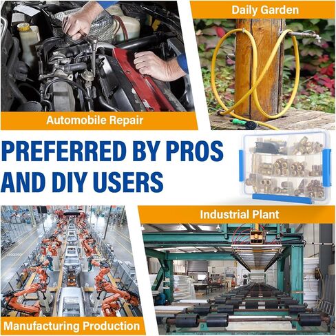 NIHAO 43 PCS Brass Air Brake Line Fittings with Tube Cutter, 1/2" 3/8" 1/4" Brass Union/Tee/Elbow/Straight Air Fittings Connectors, Push to Connect Fittings for Truck or Industrial Air System in Kuwait