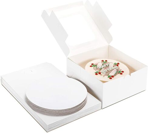 5Pack Cake Boxes 10X10X5 Inch With Cake Boards, White Bakery Boxes For Chocolates, Cajas Pasteles, Cookie, Pastries, Pie, Fatherdays' Gift Option in Saudi Arabia