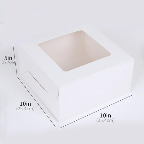 5Pack Cake Boxes 10X10X5 Inch With Cake Boards, White Bakery Boxes For Chocolates, Cajas Pasteles, Cookie, Pastries, Pie, Fatherdays' Gift Option in Saudi Arabia