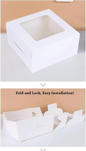 5Pack Cake Boxes 10X10X5 Inch With Cake Boards, White Bakery Boxes For Chocolates, Cajas Pasteles, Cookie, Pastries, Pie, Fatherdays' Gift Option in Saudi Arabia