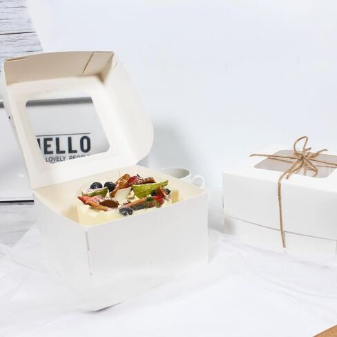 5Pack Cake Boxes 10X10X5 Inch With Cake Boards, White Bakery Boxes For Chocolates, Cajas Pasteles, Cookie, Pastries, Pie, Fatherdays' Gift Option in Saudi Arabia