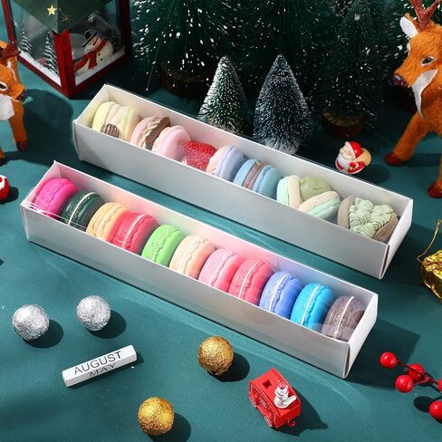 Rtteri 70 Pack 12x2.2x2 Inches Chocolate Strawberry Boxes Bulk Clear Macaron Boxes Truffle Boxes Candy Cookie Boxes Treat Gift Boxes with Window for Mother's Day Wedding Birthday Party Supplies in Saudi Arabia