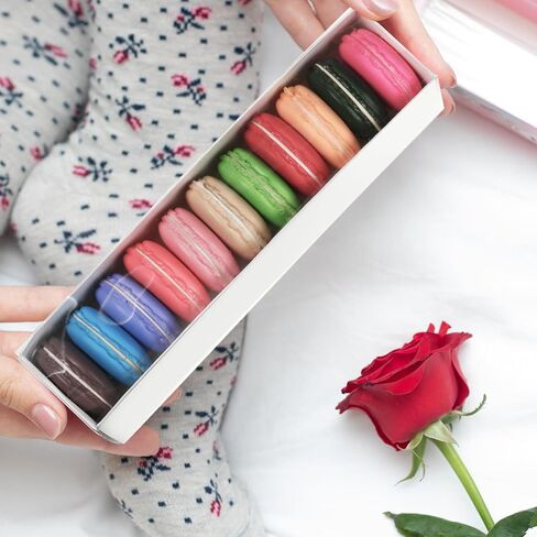 Rtteri 70 Pack 12x2.2x2 Inches Chocolate Strawberry Boxes Bulk Clear Macaron Boxes Truffle Boxes Candy Cookie Boxes Treat Gift Boxes with Window for Mother's Day Wedding Birthday Party Supplies in Saudi Arabia