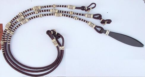 Chestnut/Burgundy/Maroon Raw Hide Hand Made Rope with Natural Knots Raw Hide Leather Horse Tack Hand-Braided Romal Romel Reins Hand Made MFN in Saudi Arabia