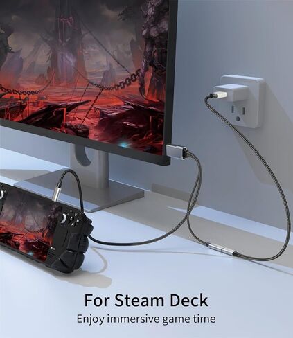 كابل USB C إلى HDMI مع شاحن PD | 4K USB من النوع C إلى HDMI مع منفذ شحن 100 وات، وسلك Thunderbolt 3/4 إلى HDMI المضفر متوافق مع سلسلة iPhone 15، وMacBook، وSteam Deck، والمزيد - 6FT in Kuwait